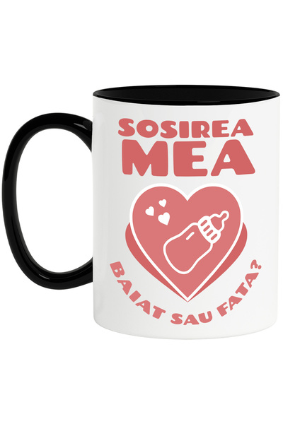 StoryGift Romania Cana cu Inimioara Cu Beberon Copil Text Sosirea Mea Baiat S...