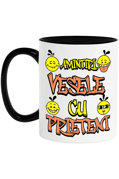 StoryGift Romania Cana Amintiri vesele cu prieteni, familie, distractie, cel mai bun prieten, 330m, Cu Maner Negru STG