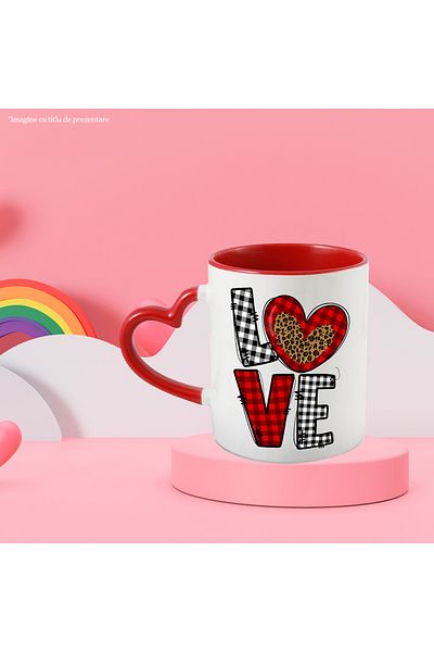 StoryGift Romania Mug with the message "Love", heart, red, Valentine's Day, illustration, love, affection, With, STG