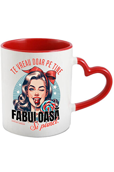 StoryGift Romania Cana cu Fata Cu Funda Si Acadea Atragatoare Text Te Vreau D...