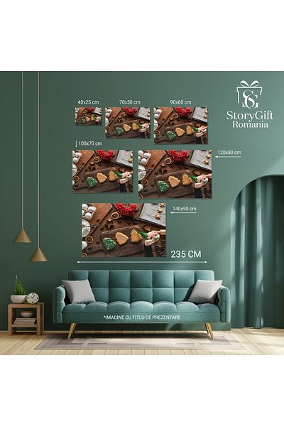 StoryGift Romania Tablou Canvas Delicii De Sarbatoare Femeia Glasand Biscuiti De Craciun Intro Atmosfera Plina De