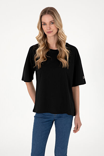 U.S. Polo Assn. Γυναικείο μπλουζάκι μαύρο Oversize Crew Neck 50305775-VR046