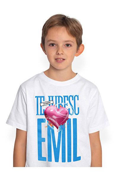 StoryGift Romania Tricou Copii Baieti Te Iubesc Emil, Dragoste, Inima, Iubire...