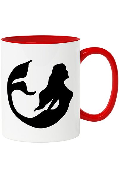 StoryGift Romania Cana cu o sirena pentru fetite cu Maner Rosu, Cu Maner Rosu STG