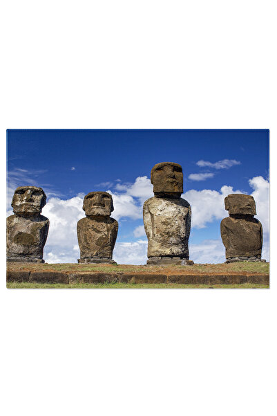 StoryGift Romania Tablou Canvas Moai Din Insula Pastelui In Pacificul De Sud,...