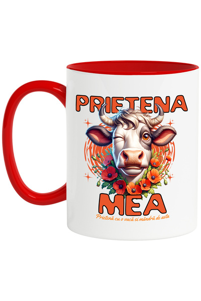 StoryGift Romania Cana prietena mea vaca prietenie adevarata, 330ml, Ceramic ...