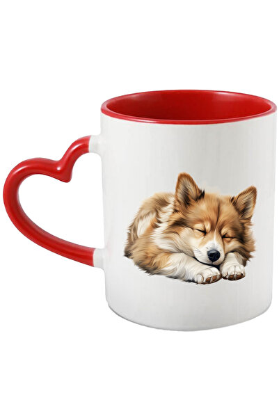 StoryGift Romania Cana cu un caine blanos care doarme dus | ilustratie | ora de culcare | in lumea, Cu Maner Inim STG