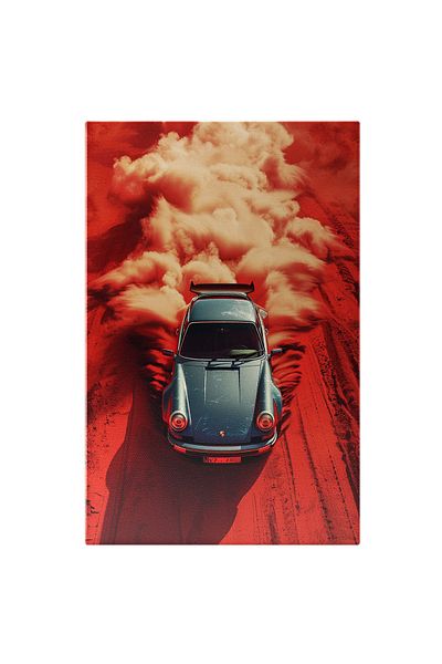 StoryGift Romania Tablou Canvas Masina De Colectie Porsche 911 Turbo De Culoare Albastra Prin Desertul Cu Nisip