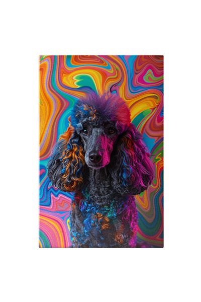 StoryGift Romania Tablou Canvas: Cățel Din Rasa Poodle Cu Blana Vopsită În Ton Cu Fundalul - Câine În Ton Cu Mod