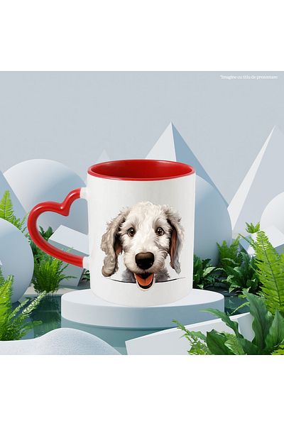 StoryGift Romania Mug with a white puppy | furry | illustration | he's energetic | he feels like walking, With ,STG