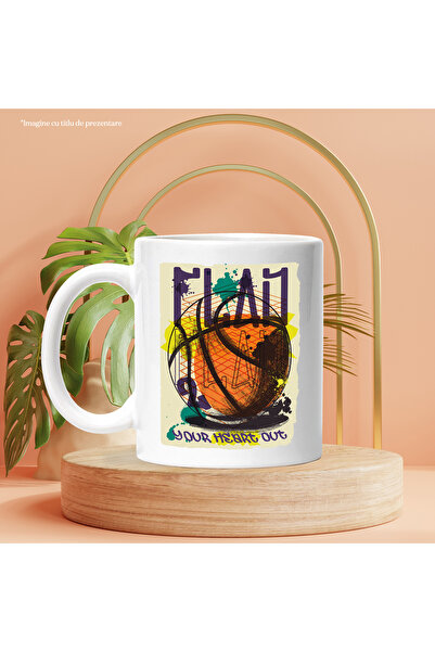 StoryGift Romania Cana Cu Mesaj In Engleza Play Your Heart Out, Baskeball, Minge, Sport, Multicolo, Cu ,stg