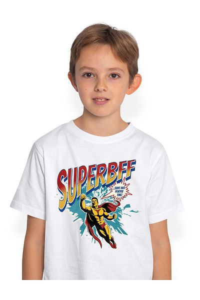 StoryGift Romania Kids Boys T-Shirt Super BFF Superhero I'm Here For You 100% Cotton, Unisex, White, 12