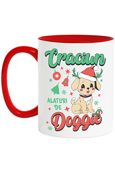 StoryGift Romania Cana cu Caine cu Caciula De Craciun Text Craciun Alaturi De...