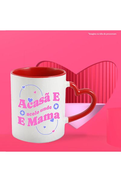StoryGift Romania Home Is Where Mother Is Family Love Mug, 330ml, Ceramic with Heart R Handle, With,STG.