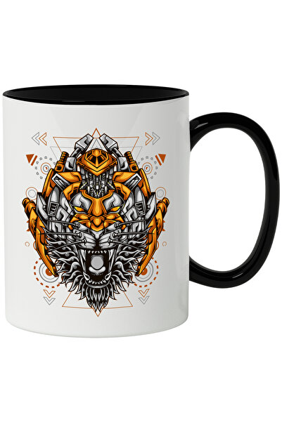 StoryGift Romania Cana Cu Cap De Tigru, Mecha, Robot, Geometric, Cyberpunk, M...