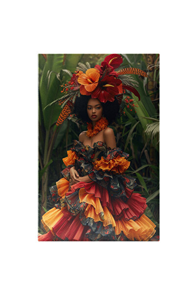 StoryGift Romania Tablou Canvas Minunata Rochie Colorata Din Volane Pe Fata C...