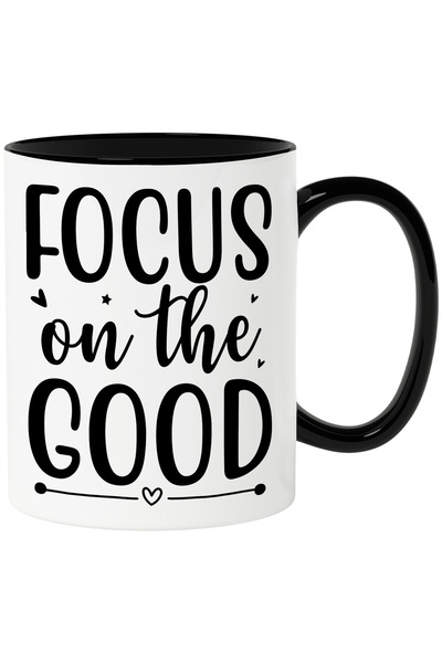 StoryGift Romania Cana cu inimioare si textul "Focus on the good" - focuseaza...