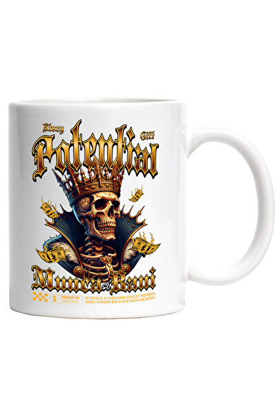 StoryGift Romania Cana Craniu cu Coroana - Potential, Munca si Bani, 330ml, C...