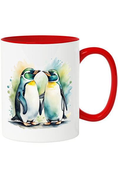 StoryGift Romania Cana cu 2 pinguini | ilustratie | abstract | pete de culoar...