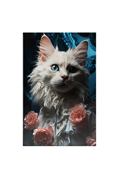 StoryGift Romania Tablou Canvas: Portret Pisica Ochi Albastri Cu Camasa Alba ...