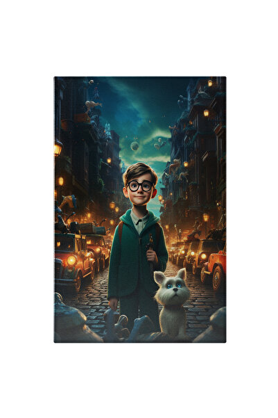 StoryGift Romania Tablou Canvas: Tanarul Baiat Cu Ochelari Si Ghiozdan Alatur...