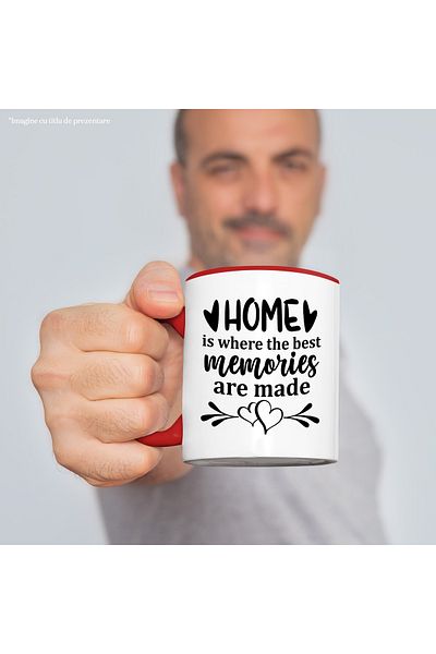StoryGift Romania Mug with hearts and the text ""Home" is where the best things are "made", With ,STG.
