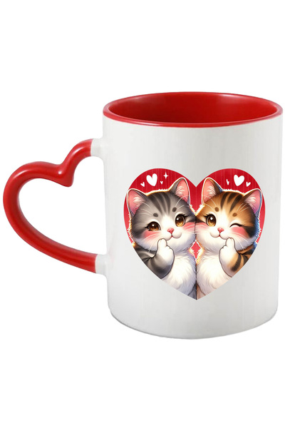 StoryGift Romania Mug with 2 fat kittens | furry | illustration | heart | clo...