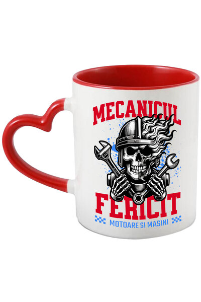 StoryGift Romania Cana cu Craniu Cu Casca Flacari Cheie Mecanic Motor Pasiune...