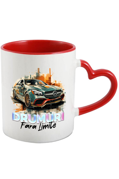 StoryGift Romania Cana Cu Mesaj Drumuri Fara Limite, Masina, Mercedes, Multic...