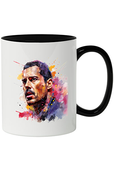 StoryGift Romania Cana Cu Freddie Mercury, Muzician, Cantaret, Queen, Multicolor 330 ml, Ceramica , Cu Maner Negru