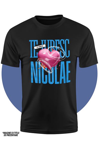 StoryGift Romania Tricou Copii Baieti Te Iubesc Nicolae, Dragoste, Inima, Iubire, Sfantul Valentin, Dragobet