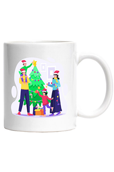 StoryGift Romania Cana Cu Brad, Craciun, Familie, Globuri, Multicolor 330 ml,...