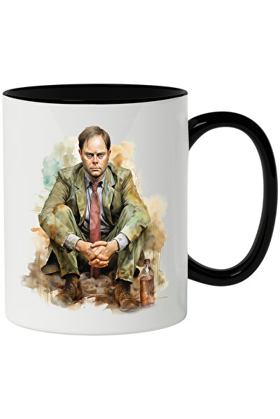 StoryGift Romania Cana Cu Dwight Schrute, The Office, Personaj Celebru, Multicolor 330 ml, Ceramic, Cu Maner Negru