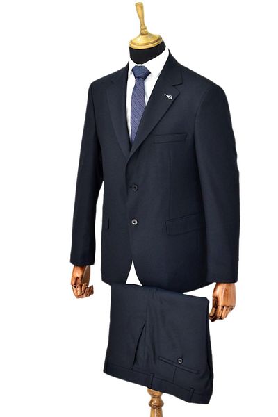 Suitmen Men's Navy Blue Dobby 4 Drop Double Slit Suit Bgl-St04567