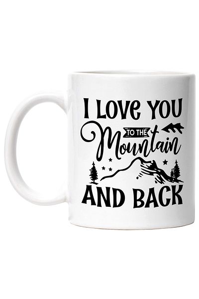 StoryGift Romania Cana cu munte si brazi cu mesajul "Te iubesc pana la munte si inapoi" cu Maner A, Cu Maner Alb STG