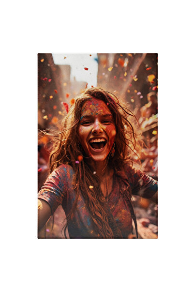 StoryGift Romania Tablou Canvas: Chip Fericit De Femeie La Festival Cu Culori...