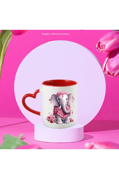 StoryGift Romania Mug with an elephant wearing a traditional Indian costume | illustration | floral, With ,STG.