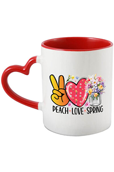 StoryGift Romania Cana cu mesajul "Peace, love, spring", ilustratie, primavar...