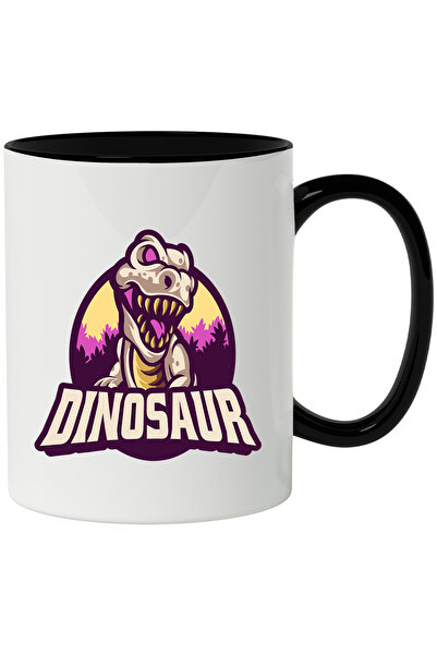 StoryGift Romania Cana Cu Mesaj Dinosaur, Emblema, Dinozaur, Padure, Reptila, Multicolor 330 ml, C, Cu Maner Negru