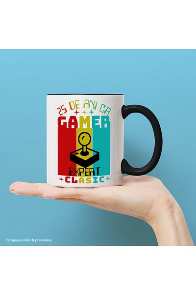 StoryGift Romania Mug 25 years as a gamer, classic veteran expert, 330ml, Ceramic with Black Handle, With M,STG