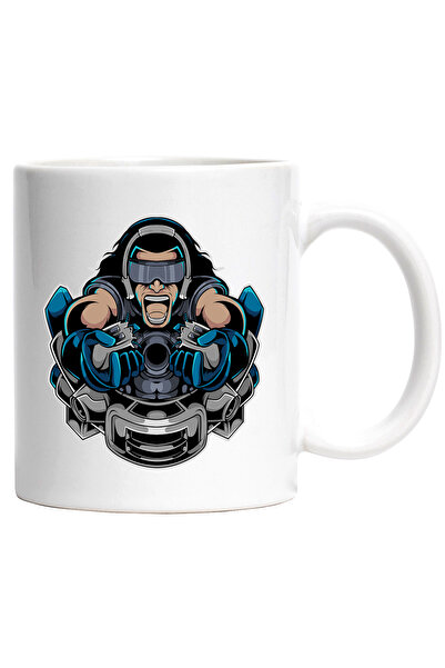 StoryGift Romania Cana Cu Gamer, Controller Rupt, Robot, Ochelari, Mecha, Multicolor 330 ml, Cera, Cu Maner Alb