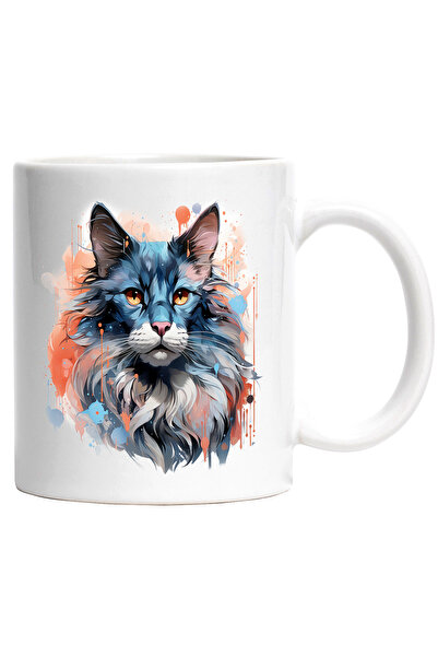 StoryGift Romania Cana Cu Pisica, Animal De Companie, Abstract, Watercolor, M...