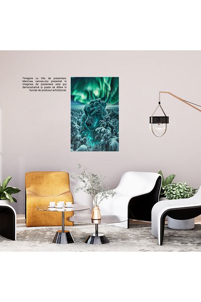StoryGift Romania Tablou Canvas: Animal Sălbatic Albastru În Natură Înghețată Și Aurora Boreală- Iarnă În Norveg