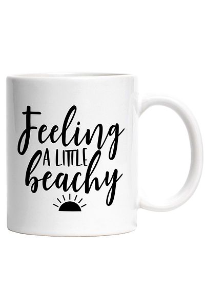 StoryGift Romania Cana pentru cei care iubesc sa se duca pe plaja cu textul "Feeling a little beac, Cu Maner Alb STG