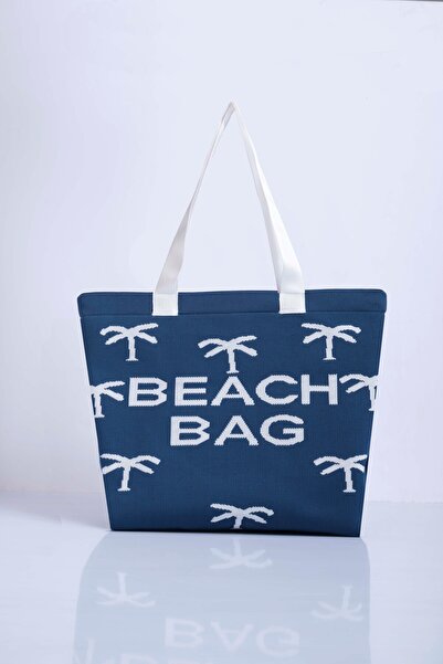 Sebir Moda Пляжна сумка з трикотажу з пальмовим візерунком