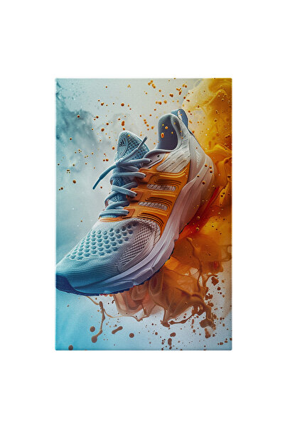 StoryGift Romania Tablou Canvas Adidasi Sport Albi Cu Model Portocaliu Perfec...