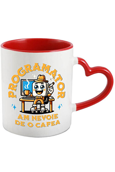StoryGift Romania Cana cu Animatie iubitorii De Calculator Cafea Si tigara Programator Meserie It-, Cu Maner Inim STG