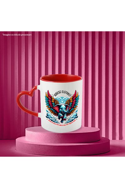 StoryGift Romania Elephant mug with wings I love elephants, children, big dreams, motivation, 330ml, Sky, With, STG