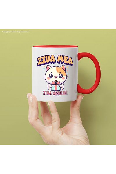 StoryGift Romania Mug Cat celebrating birthday My day, the day of joy, 330ml, Ceramic with Ma, Cu, STG
