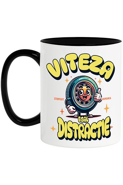 StoryGift Romania Cana viteza egal distractie roata zambitoare masina, iubitorii de adrenalina, 33, Cu Maner Negru STG